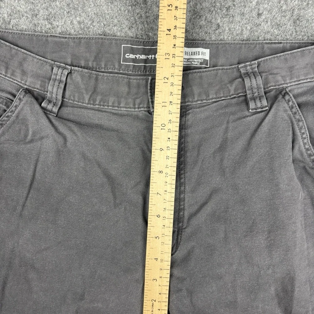 Carhartt Pants Mens 36x34 (Fits 36x32) Gray Rugged Flex Canvas Relaxed Fit Work